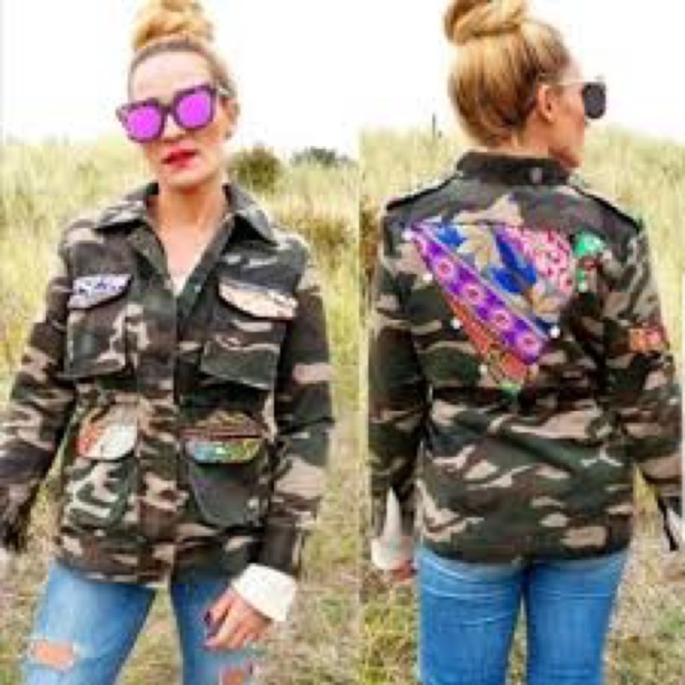 Beautiful Stories size small Army Jacket with Embroidered Detail
